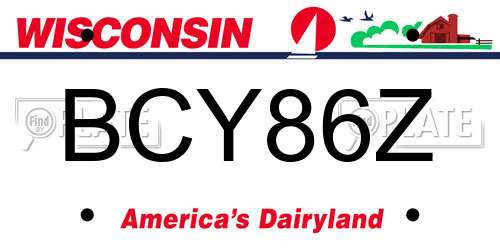 BCY86Z Wisconsin License Plate