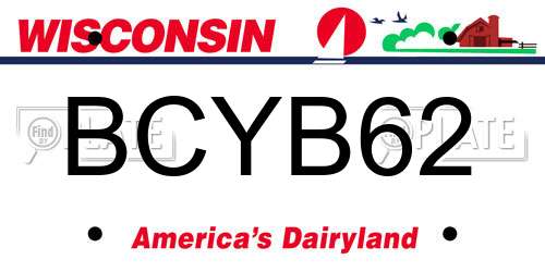 BCYB62 Wisconsin License Plate