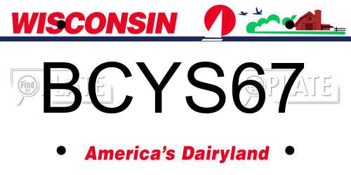 BCYS67 Wisconsin License Plate