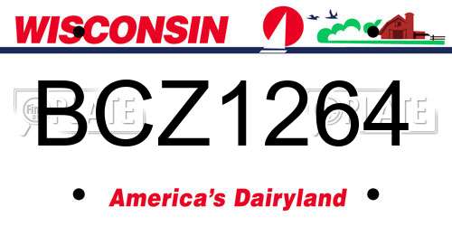 BCZ1264 Wisconsin License Plate