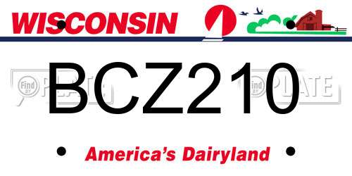 BCZ210 Wisconsin License Plate