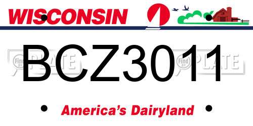 BCZ3011 Wisconsin License Plate