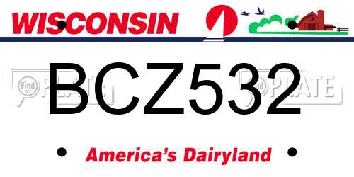 BCZ532 Wisconsin License Plate