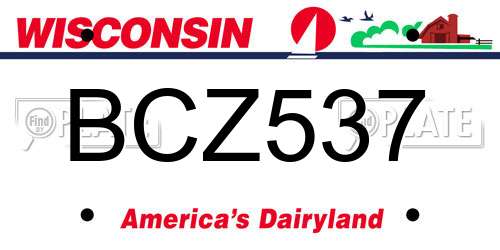 BCZ537 Wisconsin License Plate