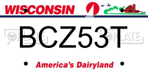 BCZ53T Wisconsin License Plate