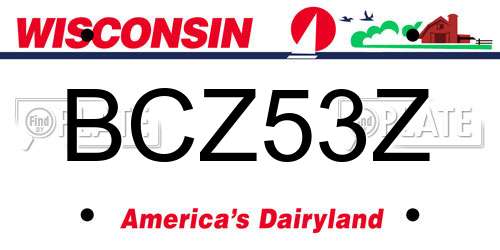 BCZ53Z Wisconsin License Plate