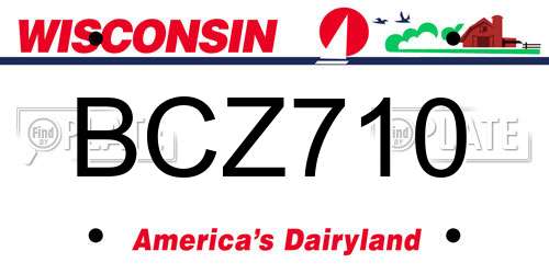 BCZ710 Wisconsin License Plate
