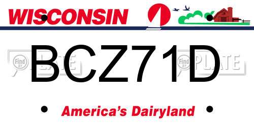 BCZ71D Wisconsin License Plate