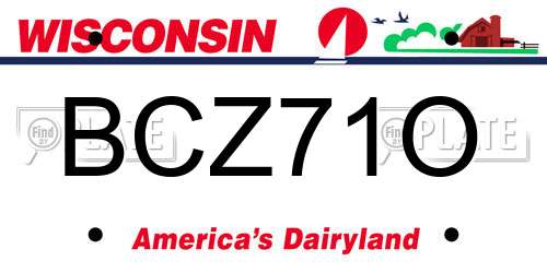 BCZ71O Wisconsin License Plate