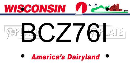 BCZ76I Wisconsin License Plate