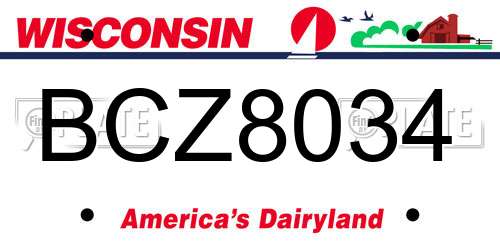 BCZ8034 Wisconsin License Plate