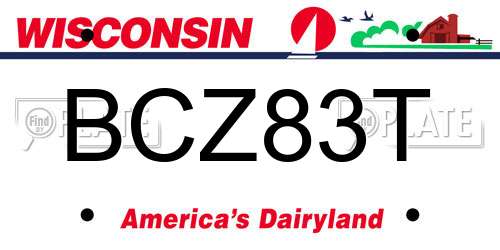 BCZ83T Wisconsin License Plate