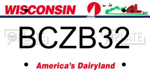 BCZB32 Wisconsin License Plate