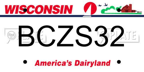BCZS32 Wisconsin License Plate