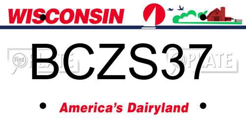 BCZS37 Wisconsin License Plate