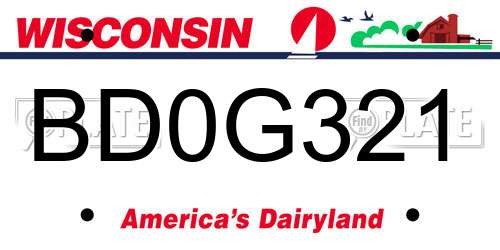 BD0G321 Wisconsin License Plate