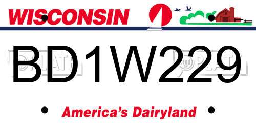 BD1W229 Wisconsin License Plate