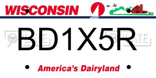 BD1X5R Wisconsin License Plate