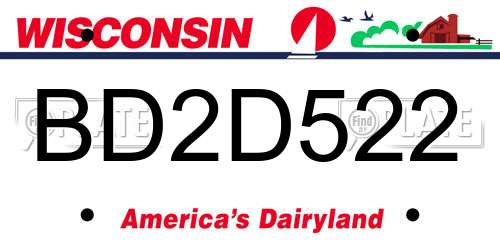 BD2D522 Wisconsin License Plate