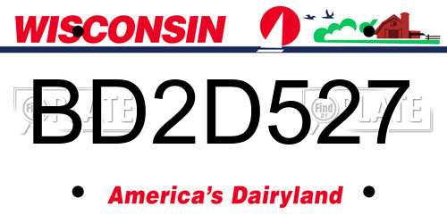 BD2D527 Wisconsin License Plate