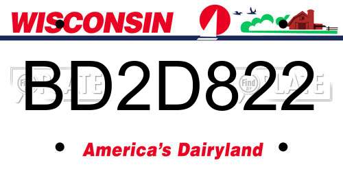 BD2D822 Wisconsin License Plate