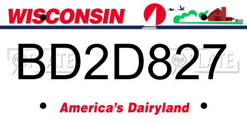 BD2D827 Wisconsin License Plate