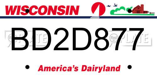 BD2D877 Wisconsin License Plate