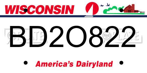 BD2O822 Wisconsin License Plate