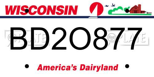BD2O877 Wisconsin License Plate