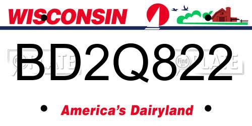 BD2Q822 Wisconsin License Plate