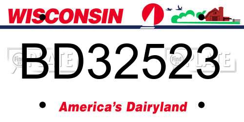 BD32523 Wisconsin License Plate