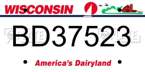 BD37523 Wisconsin License Plate