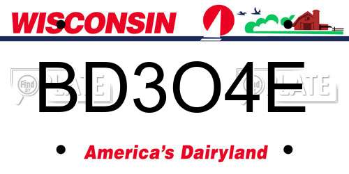 BD3O4E Wisconsin License Plate