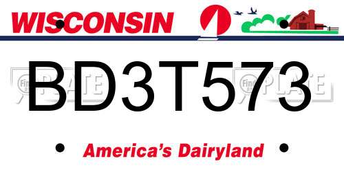 BD3T573 Wisconsin License Plate
