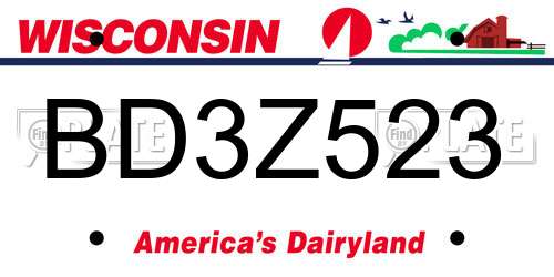 BD3Z523 Wisconsin License Plate