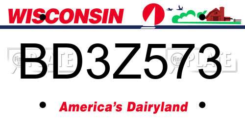 BD3Z573 Wisconsin License Plate