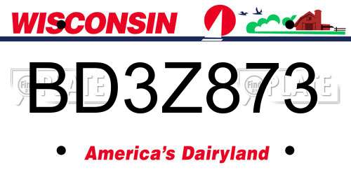 BD3Z873 Wisconsin License Plate