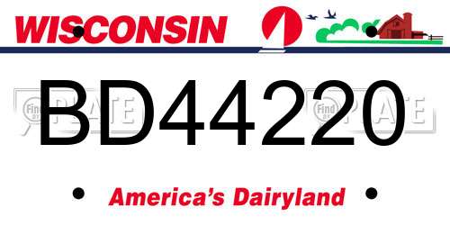 BD44220 Wisconsin License Plate