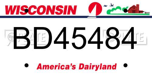 BD45484 Wisconsin License Plate