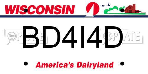 BD4I4D Wisconsin License Plate