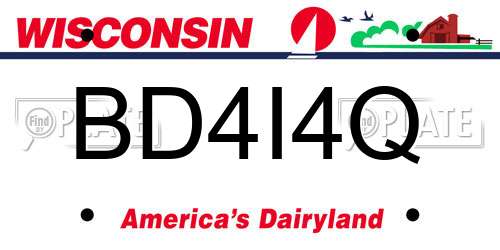 BD4I4Q Wisconsin License Plate