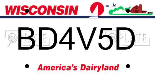 BD4V5D Wisconsin License Plate