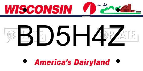 BD5H4Z Wisconsin License Plate