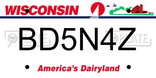 BD5N4Z Wisconsin License Plate