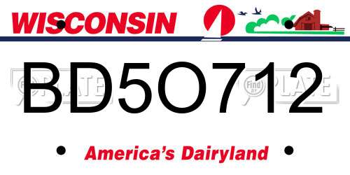 BD5O712 Wisconsin License Plate