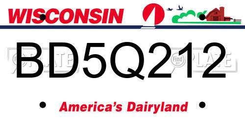 BD5Q212 Wisconsin License Plate