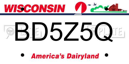 BD5Z5Q Wisconsin License Plate
