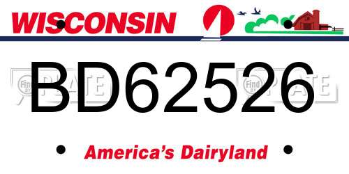 BD62526 Wisconsin License Plate