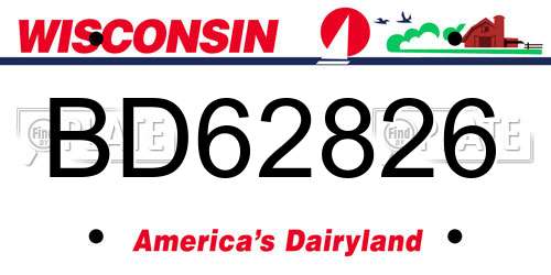 BD62826 Wisconsin License Plate