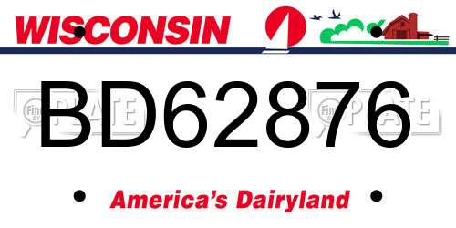BD62876 Wisconsin License Plate